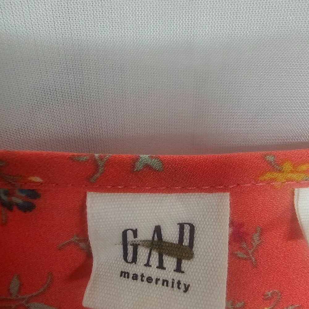 Gap Maternity Blouse Boho Layered Festival Floral Peasant Pink Coral M - Picture 9 of 13